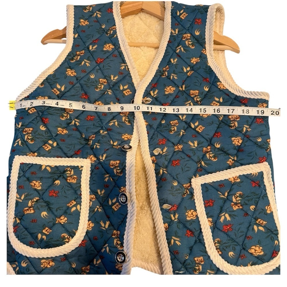 Grannycore Korean vest go viral floral and fur trim - Picture 7 of 10
